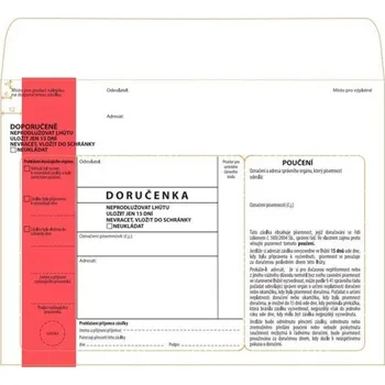 Tiskopis Doručenky - červ.pr.,správní ř., 15 dní, 500ks