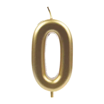 Jedlá dekorace na dort Alvarak Číselná svíčka zlatá 0