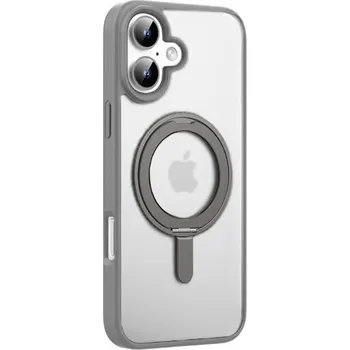 Pouzdro na mobilní telefon MUTURAL matný kryt s výklopným stojánkem a MagSafe pro iPhone 16 - šedý