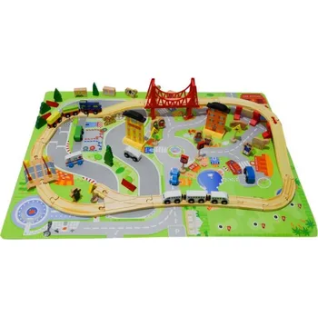 Vláček a vláčkodráha Aga4Kids Dřevěná vláčkodráha 75 dílů (VÝPRODEJ)