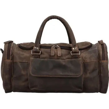 Prostorná cestovní kožená taška GW Adam, tmavě hnědá