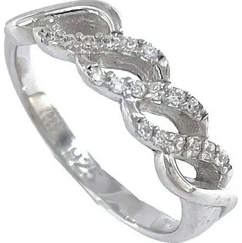 Prsten Stříbrný prsten zirkonové vlnky velikost prstenu 60