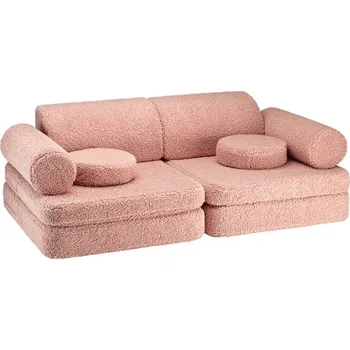 Pohovka Růžová dětská pohovka z textilie bouclé 132 cm Settee – Wigiwama ID_1787006