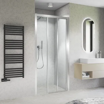 Sprchové dveře Roth CARIBA LINE CI D3L / CI D3R Třídílné sprchové dveře posuvné pro instalaci do niky 140 cm Orientace P/L: Levá, Profil: Chrom, Sklo: Hladké čiré