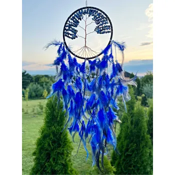 Lapač snů Magieprirody.cz Lapač snů – Strom života s modrými peříčky a lapisem lazuli #ZB318