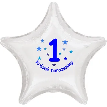 Balónek balonky.cz Krásné 1. narozeniny fóliový balónek hvězda pro kluky