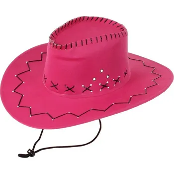 Karnevalový doplněk KARNEVAL Klobouk kovboj růžový semiš (karnevalový doplněk)