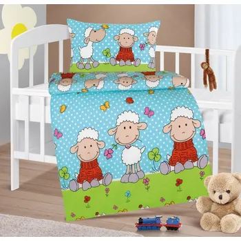 Povlečení Dětské povlečení krep Beránci modří Rozměr: 45x60 a 100x138 cm