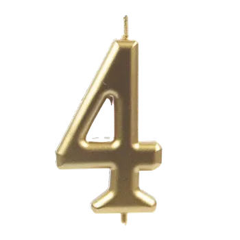 Jedlá dekorace na dort Alvarak Číselná svíčka zlatá 4