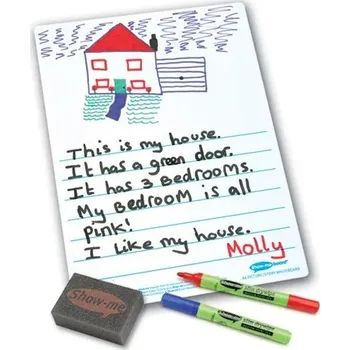 Show-me Stíratelná tabulka obrázkový příběh + fixa a houbička – 35 ks -