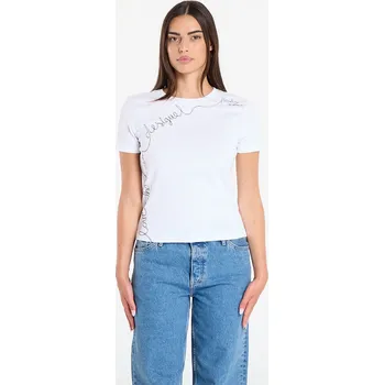 Dámské tričko Tričko Desigual T-Shirt With Embroidered Lettering White M