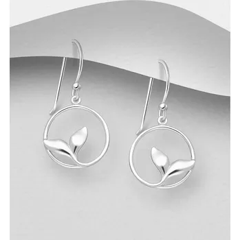 Náušnice Náušnice ze stříbra 925 s háčkem ve tvaru velrybího ocasu v kruhu