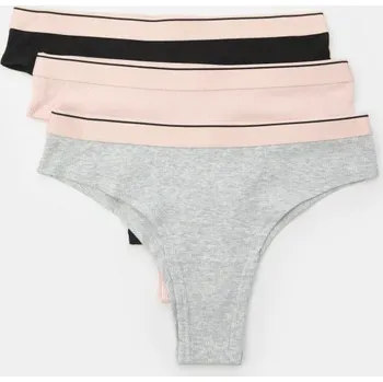 Kalhotky Sinsay - Bavlněné brazilské kalhotky 3 pack - vícebarevná - 819EO-MLC - 819EO-MLC-XS