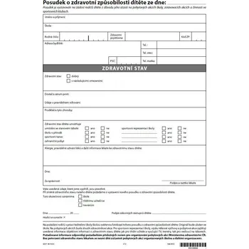 Tiskopis Posudek o zdravotní způsobilosti dítěte