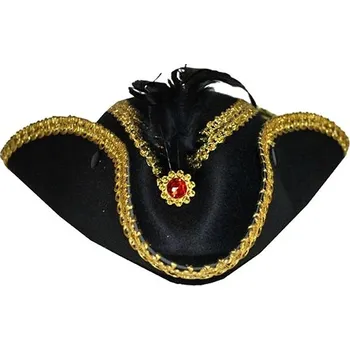 Karnevalový doplněk Funny Fashion Historický třírohý klobouk s broží a peřím