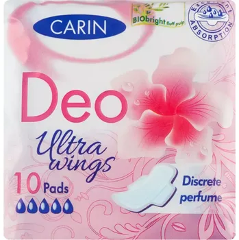 Menstruační vložka Carin Hygienické vložky Ultra Deo s křidélky 10 ks