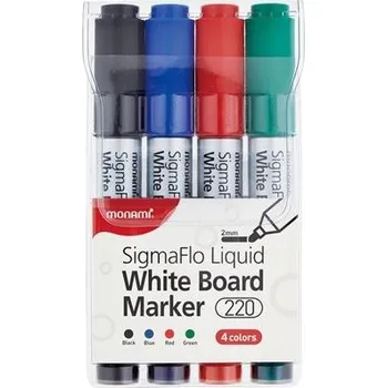 Popisovač na bílé tabule Monami - kulatý hrot, sada 4 základních barev