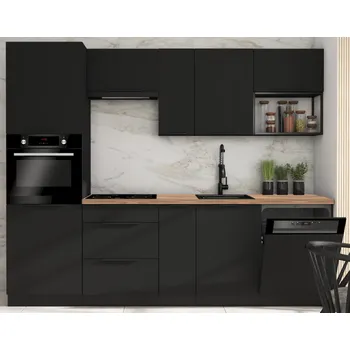 Kuchyňská linka Kuchyňská linka Siena, sestava I, 260 cm, černá / černá matná