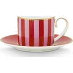 PIP Studio Šálek a podšálek Espresso Love Birds Stripes červená-růžová 125ml 51.004.141