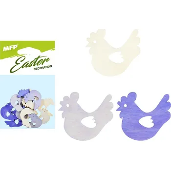 Velikonoční dekorace MFP dekorace slepice přírodní 12ks 4cm mix 2221437