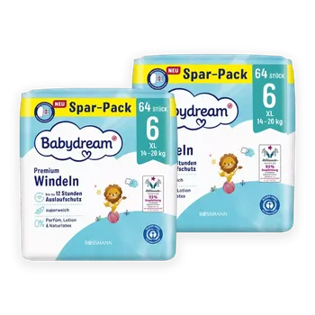 jednorázová plena Babydream XXL balení jednorázové plenky Premium 14-20 kg vel. 6, 2× 64 ks 128 ks