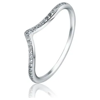 Prsten Stříbrný prsten špička se zirkony STRP0525F