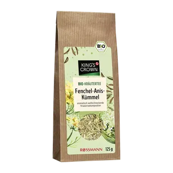 Čaj King's Crown BIO bylinný čaj s fenyklem, anýzem a kmínem 125 g
