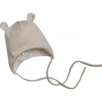 Kojenecká čepice Baby Service Kojenecká čepice zavazovací s oušky Vlnky smetanová Babyservice Vel. 50