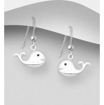 Náušnice Náušnice ze stříbra 925 ve tvaru velryby zdobené barevným smaltem
