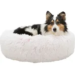 Trixie Kulatý pelech HARVEY ø 50 cm, hebký potah s dlouhým vlasem, bílá/růžová