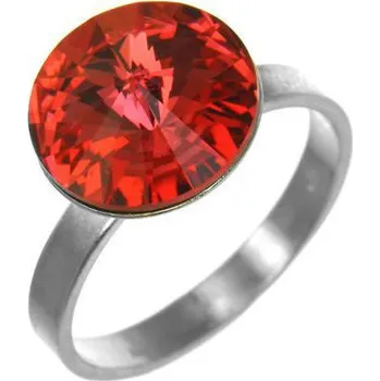 Prsten Argento 71201 Stříbrný prsten - červený kulatý křišťál Swarovski | Velikost prstenu: 55mm