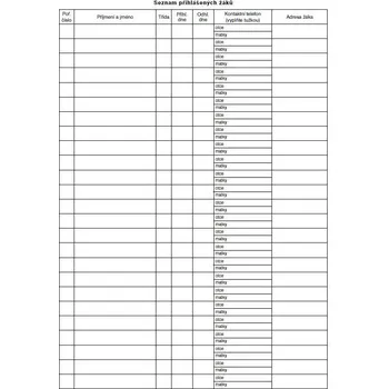 Školní batoh Přehled výchovně vzdělávací práce pro školní družinu a školní klub - Třídní kniha