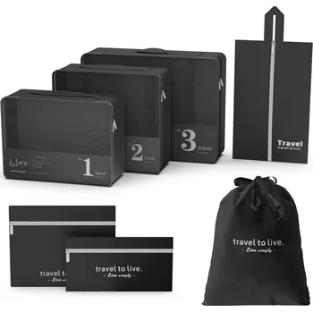 Paradox 7dílná cestovní sada na oblečení a kosmetiku TRAVEL LUX / Černá