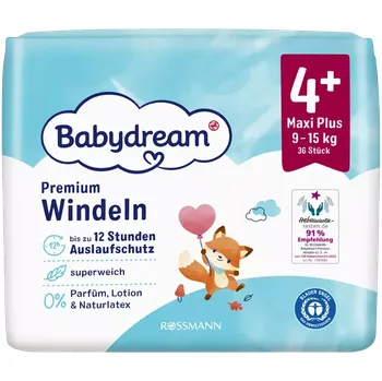 jednorázová plena Babydream Jednorázové plenky Premium Maxi+ 9 - 15 kg, vel. 4+ 36 ks 36 ks
