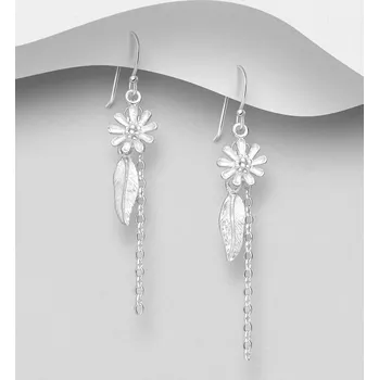 Náušnice Náušnice s květinami a listy ze stříbra 925