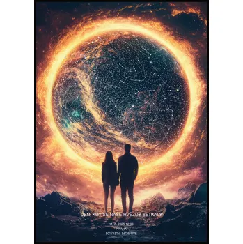 Plakát Jen tak z lásky Hvězdná mapa Vašeho životního okamžiku Rozměr plakátu: 50 × 70 cm (tištěný plakát), Barva pozadí: Galaxie, Volba rámu: Bez rámu