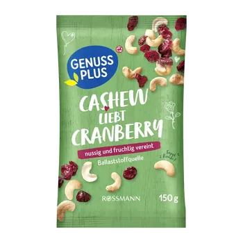 GENUSS PLUS Mix kešu ořechů a brusinek 150 g