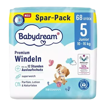 jednorázová plena Babydream Jednorázové plenky Premium Junior 10 - 16 kg, vel. 5 Jumbo-Pack 68 ks 68 ks