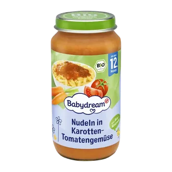 Babydream BIO příkrm nudle v mrkvi s rajčaty 250 g