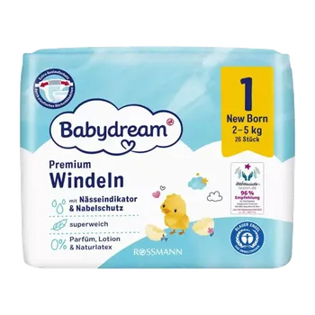 jednorázová plena Babydream Jednorázové plenky Premium Newborn 2–5 kg, vel. 1 26 ks