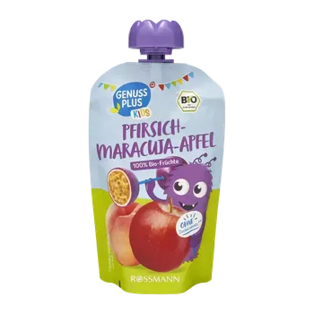 Dětská výživa GENUSS PLUS BIO ovocné pyré broskev, maracuja a jablko 100 g