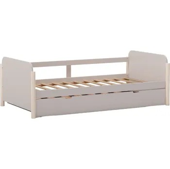Dětská postel Marckeric Krémová dřevěná rozkládací postel Enola 90 x 190 cm