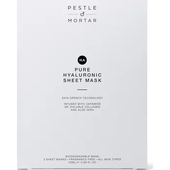 Pleťový krém Pestle & Mortar Hydratační plátýnková maska s kolagenem a ceramidy (3ks) Pure Hyaluronic Sheet Mask