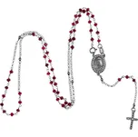 Argento 91070 Stříbrný náhrdelník - růženec, 5 desátků, křížek, červené zirkony, čiré kulaté zirkony, délka 59 cm