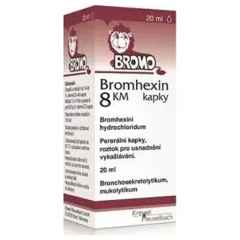 Lék na kašel, rýmu a nachlazení Bromhexin KM 8 gtt. 20ml