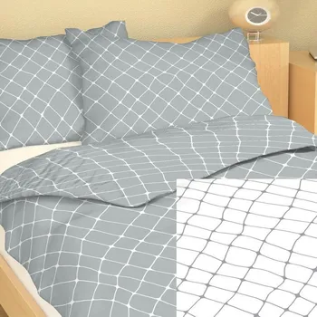 Povlečení Ložní povlečení bavlněný satén kombinace síť šedá/bílá - 50x70 cm