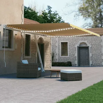 Stínicí technika vidaXL Automatická markýza LED a senzor větru 600 x 300 cm [3069615] Barva: Žluto-bílá