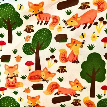 Rumitex Bavlněná látka, cena za 1 metr, šíře 160 cm, LIŠKY V LESE
