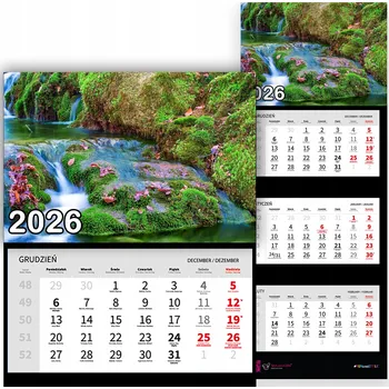 Kalendář Nástěnný Kalendář Trojdílný 2026 PŘÍJEMNÝ VZHLED Do Kanceláře Jako Dárek Vzory