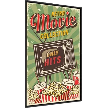 Obraz Plakát v rámu Popcorn TV NÁPISY Retro styl 30x40